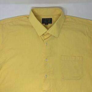 Colours Yellow Cotton Blend Long Sleeve Button Up Men's Shirt Size‎ XXL